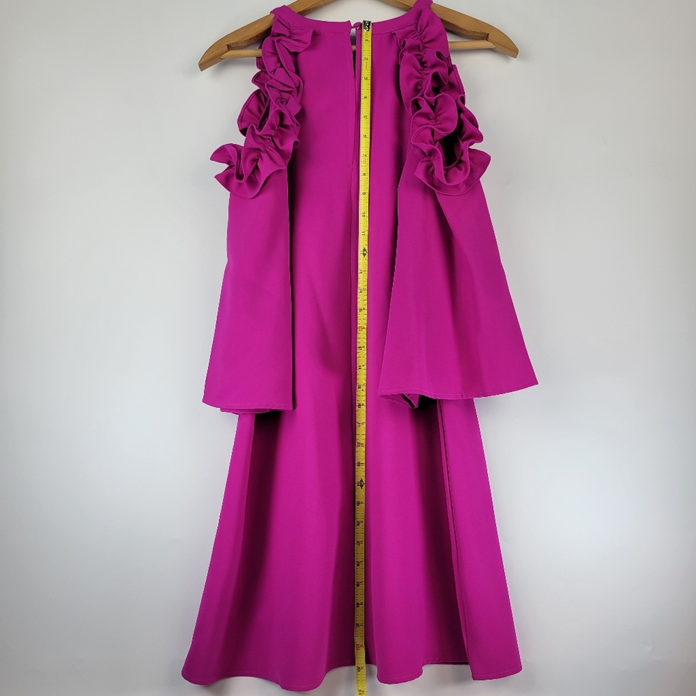 TCEC Magenta Ruffled Cold-Shoulder Mini Dress - Picture 3 of 14